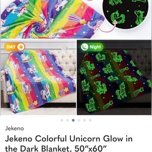 Colorful Unicorn Glow in the Dark Blanket